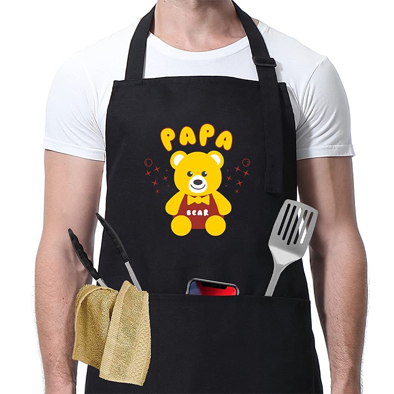 BBQ Black Chef Apron For Women and Men, Kitchen Cooking Apron, Personalised Gardening Apron, Grill Master, Adjustable with Pocket Waterproof Oil Proof3