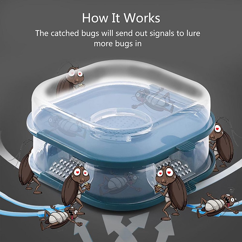 Reusable Bugs Trap Box Cockroach Trap Catching Roaches Tool Drop-proof Wear-resistance No Peculiar Smell Automatic Bugs Catcher2
