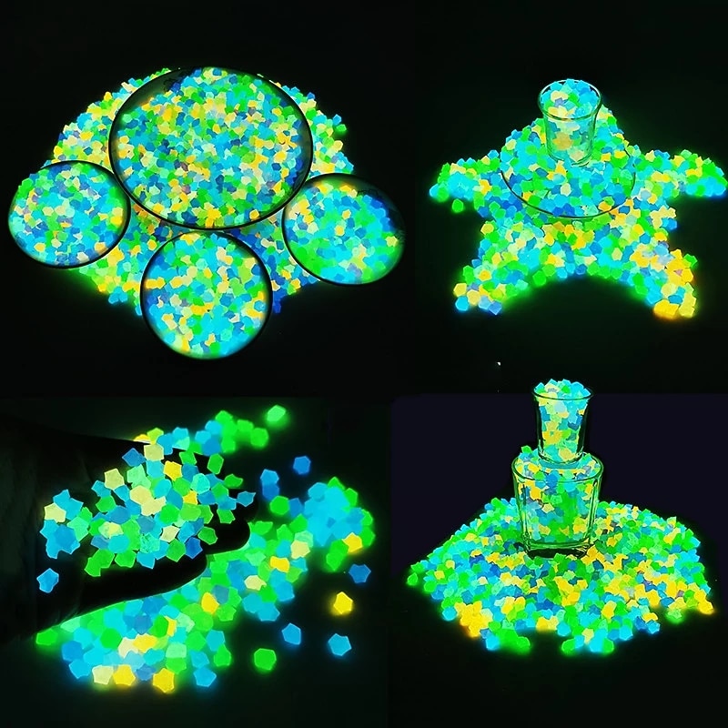 500PCS Garden Decoration Pebbles, Glow in The Dark Luminous Stones, Decorative Pebbles for Outdoor, Fish Tank, and Aquarium Decor