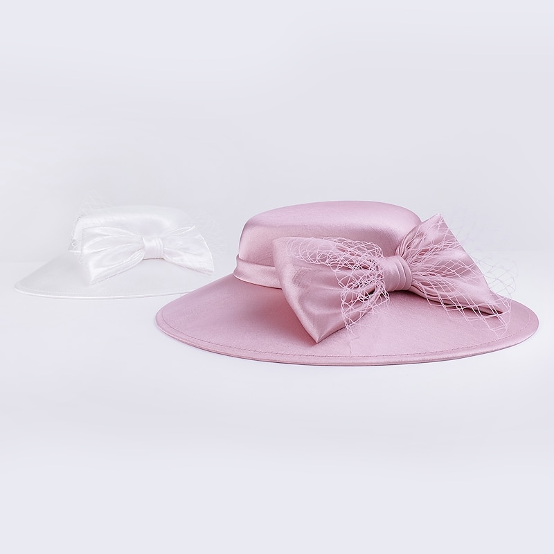 Elegant Sweet Flax Hats with Bowknot / Satin Bowknot / Tulle 1PC Wedding / Party / Evening / Melbourne Cup Headpiece4
