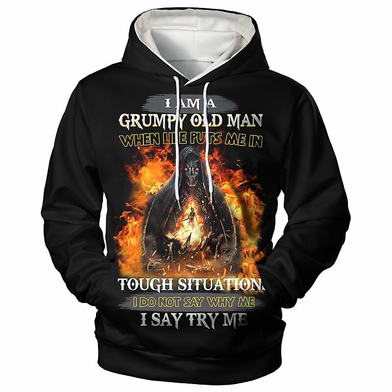 Men's Color Block Skull Graphic Prints Hoodie Hoodies Sweatshirt Streetwear Casual Long Sleeve Hooded Daily Sports Black Red Print Spring &  Fall Designer2