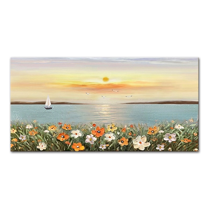 Mintura Handmade Thick Texture Flowers Landscape Oil Painting On Canvas Wall Art Decoration Modern Abstract Picture For Home Decor Rolled Frameless Unstretched Painting3
