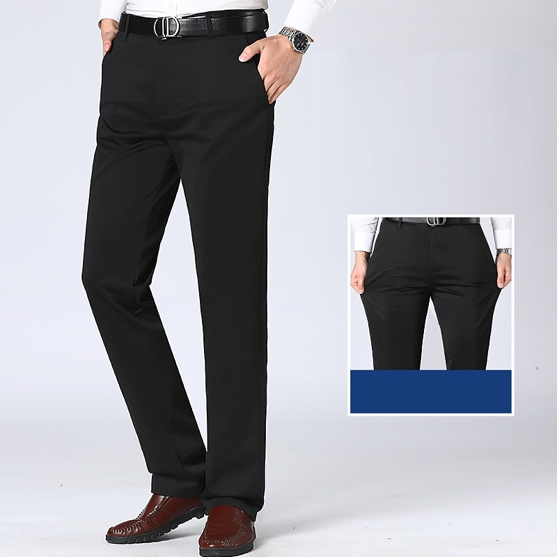 Men's Dress Pants Trousers Chinos Pocket Plain Comfort Breathable Wedding Business Casual Fashion Classic Yellow Navy Blue Stretchy2
