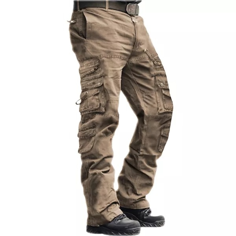 Men's Cargo Pants Cargo Trousers Tactical Pants Tactical Work Pants Multi Pocket Straight Leg Plain Full Length Tactical Black khaki Micro-elastic