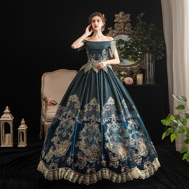 Gothic Rococo Victorian Dress Party Costume Masquerade Princess Shakespeare Plus Size Solid Color Ball Gown Fancy Dress Women's Christmas Halloween Carnival Party Masquerade Wedding Party Adults'4