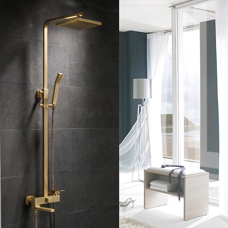 Shower Faucet,Shower System Rainfall Shower Head System Body Jet Massage Set Handshower Included Sound Shower Head Rainfall Shower Antique Vintage Style Nickel Brushed Electroplated2