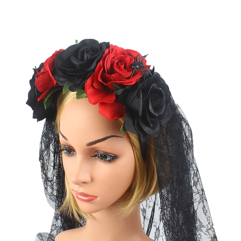 Mexican Halloween Headband Sugar Skull Cosplay Viva Mexico Adults' Women's Day of the Dead Mardi Gras Mexico Independence Day Day of the Dead Easy Halloween Costumes Dress Up4