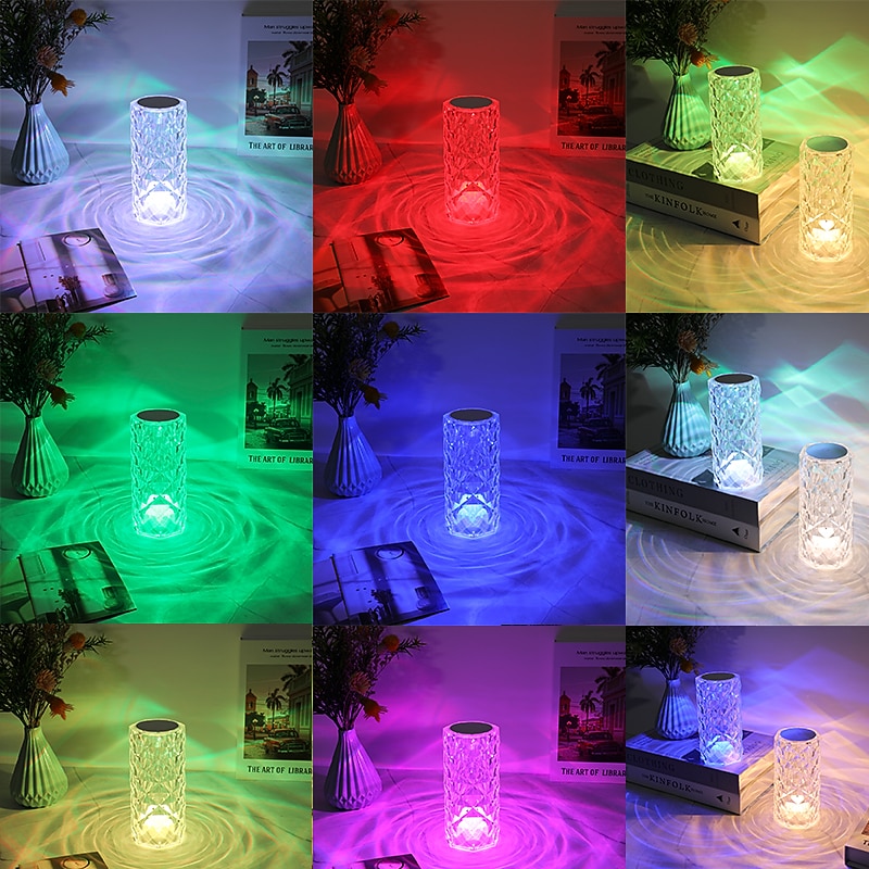 Crystal Light Lamp Color Changing Lamps Table Lamp with Touch Control Diamond LED Night Light Rechargeable Rose Romantic Date Lighting Decor for Festival, Home, Restaurant, Bar3