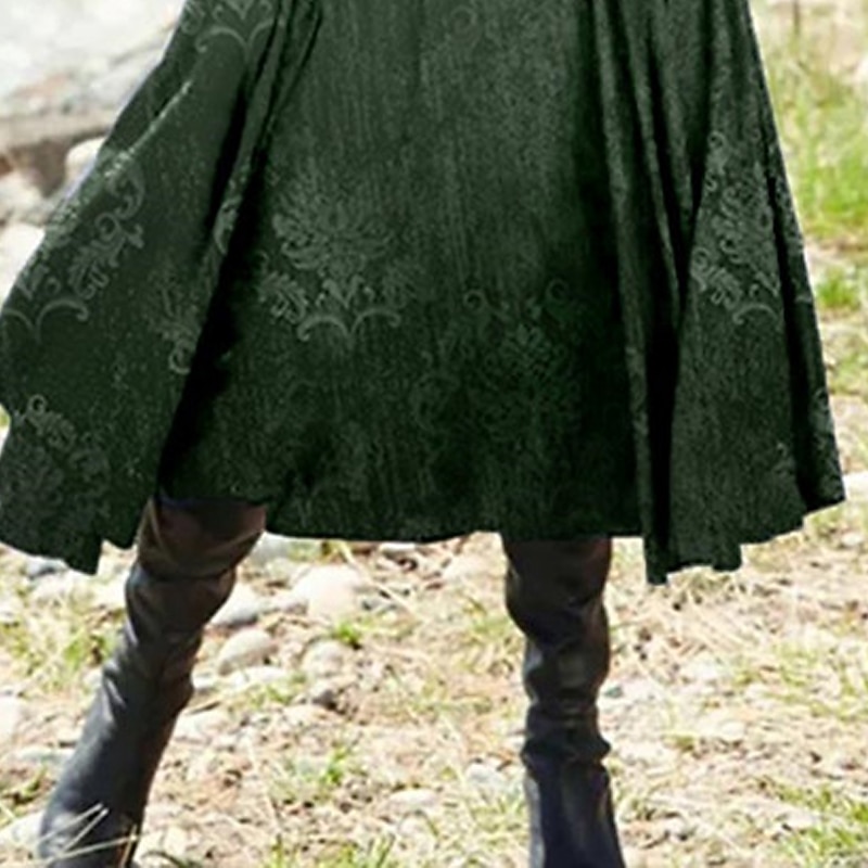 Women's Midi Dress Casual Dress Winter Dress Ethnic Dress Swing Dress Vacation Casual Modest Formal Outdoor Winter Dress Regular Fit Color Gradient Long Sleeve Round Neck Green Fall Winter Autumn3