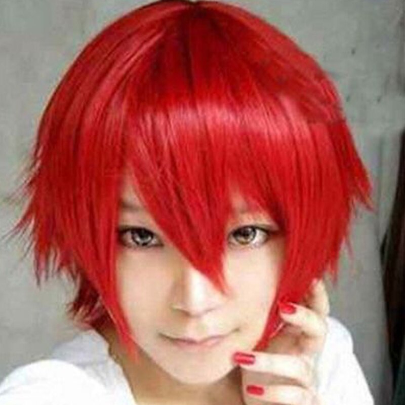 Cosplay Wig New Anime Bobo Wig Red Green Gold Short Hair Msn Korean Version Face Repair Bob Head Halloween Wigs4