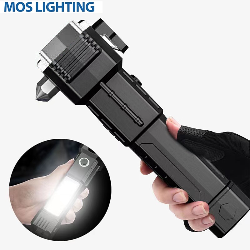 Car Safety Hammer Window Breaker Cutter Multi-Use Car Escape Tool Mobile Power LED Flashlight Alarm Rescue Strong Magnet 3.7V New