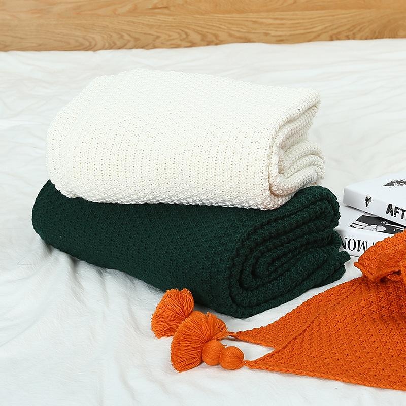 Throw Blankets for Couch with Tassel,Burnt Orange Knitted Throw Blanket for Bed, Super Soft Warm Large Throws for Home4