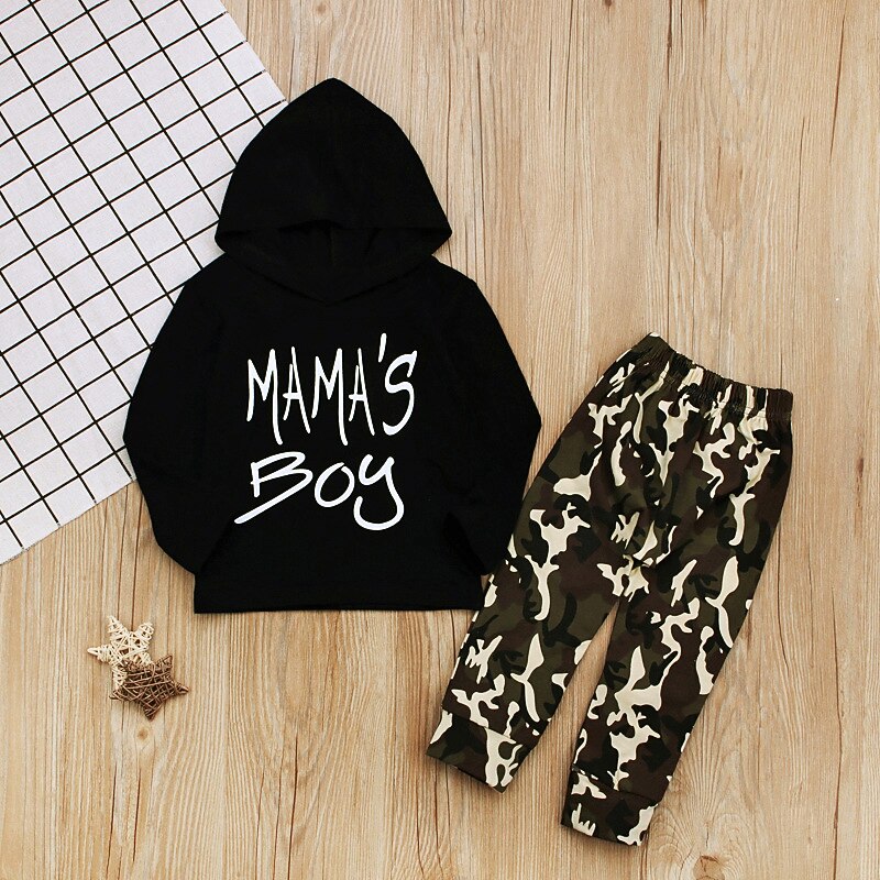 Boys 3D Camo Camouflage Letter Hoodie & Sweatpants Set Clothing Set Long Sleeve Fall Winter Cool Toddler 1-5 Years Vacation Regular Fit3