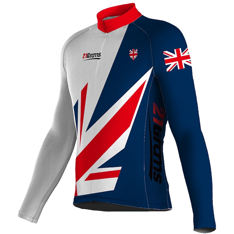 Men's Cycling Jersey UK Long Sleeve Bike Jersey Top with 3 Rear Pockets Mountain Bike MTB Road Bike Cycling Quick Dry Reflective Strips Lightweight Materials Back Pocket Sports Yellow Red Navy Blue3