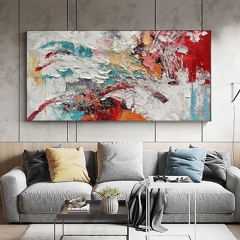 Handmade Oil Painting Canvas Wall Art Decor Original Colorful World Painting Abstract Landscape Painting for Home Decor With Stretched Frame/Without Inner Frame Painting 7