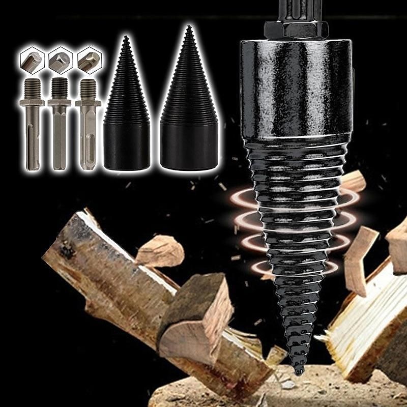 Firewood Log Splitter Splitting Drill Set 6pc Household Electric Split Cone Drill Woodworking 32-42mm Firewood Splitting Bit