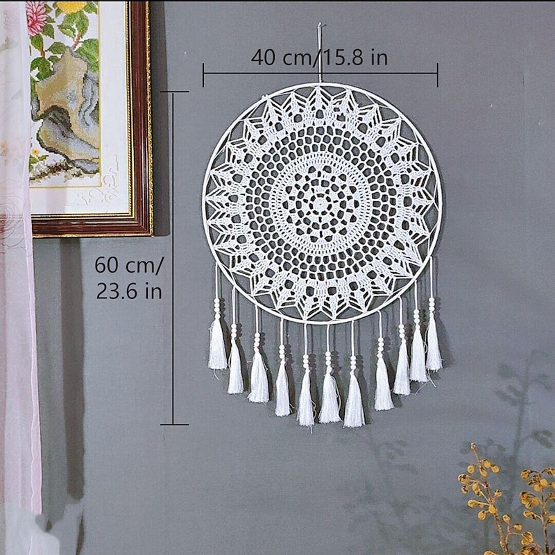 Indian Large Dream Catcher Handmade Gift Feather Hook Flower Wind Chime Ornament Wall Hanging Decor Art Boho Style2