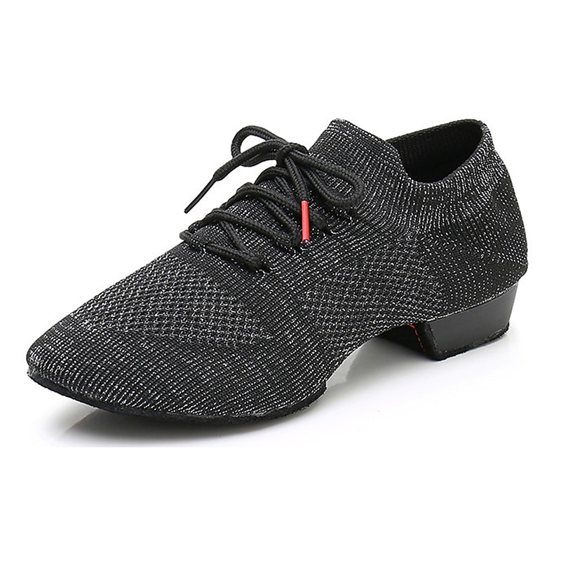 Black Mesh Lace-Up Jazz Dance Shoes for Women with Suede Sole – Breathable and Lightweight Performance Footwear2