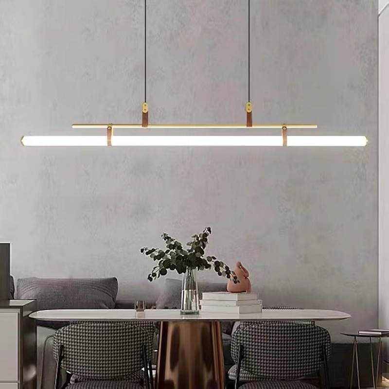 80cm LED Pendant Light Modern Line Design   Chain Adjustable Hanging Lamp for Kitchen Dining Living Room Black and Gold 110-120V 220-240V3