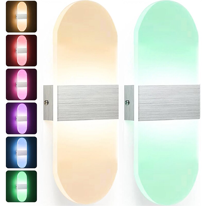 LED Dimming Wall Lamp, 15.6in RGB WIFI Bluetooth 2.4G 10W Indoor Smart Acrylic Wall Lamp APP Control Compatible with Alexa and Google home Assistant without Hub Suitable for Bedroom Corridor2