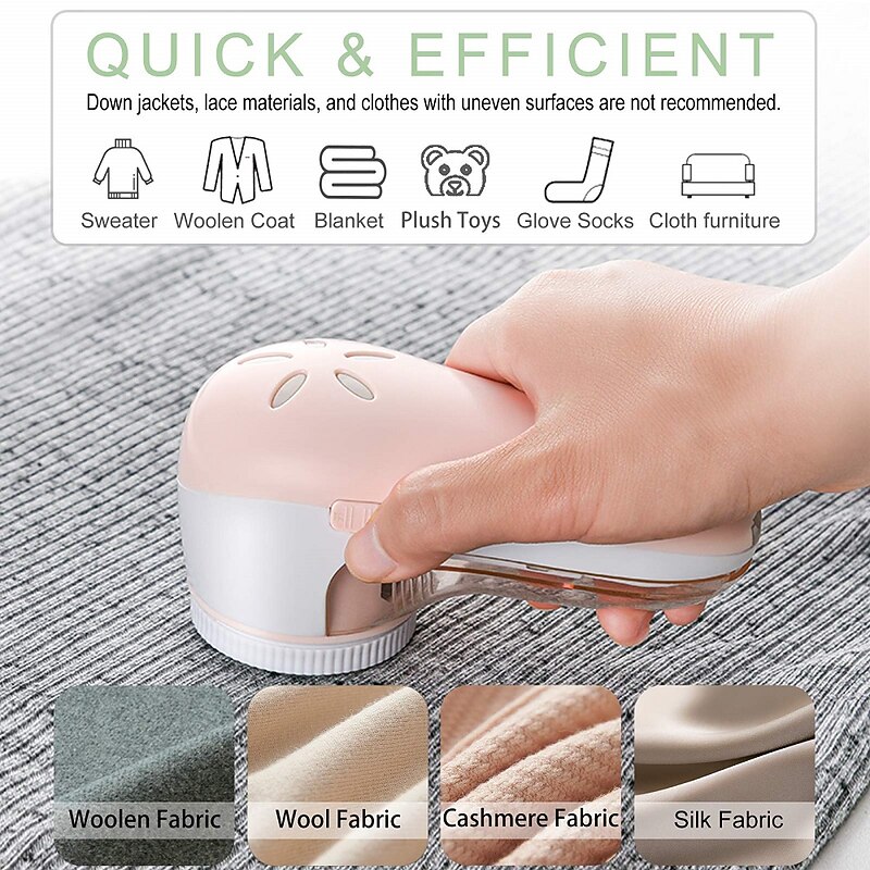 Fabric Shaver and Lint Remover with Cleaning Brush and Replaceable Stainless Steel Blades Sweater Epilator USB Charger to Remove Lint from Clothes2