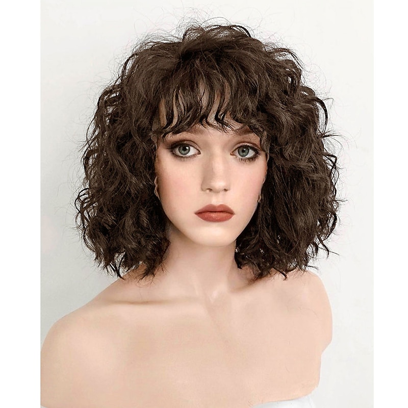 Brunette Spiral Curly Synthetic Wig Halloween Wigs