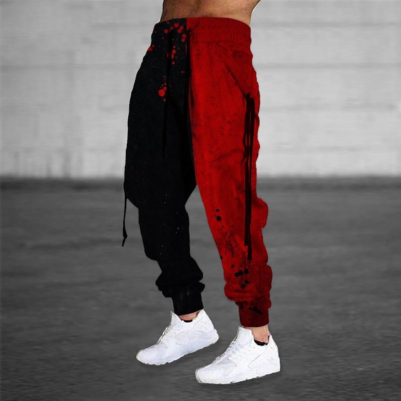 Men's Sweatpants Joggers Trousers Drawstring Elastic Waist Ribbon Graphic Prints Comfort Breathable Sports Outdoor Casual Daily Cotton Blend Terry Streetwear Designer Red Blue Micro-elastic