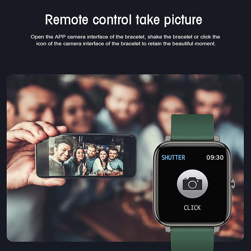 P22 Smart Watch 1.3 inch Smartwatch Fitness Running Watch Bluetooth Pedometer Fitness Tracker Activity Tracker Compatible with Android iOS Women Men Long Standby Camera Control Anti-lost IP 67 42.5mm3