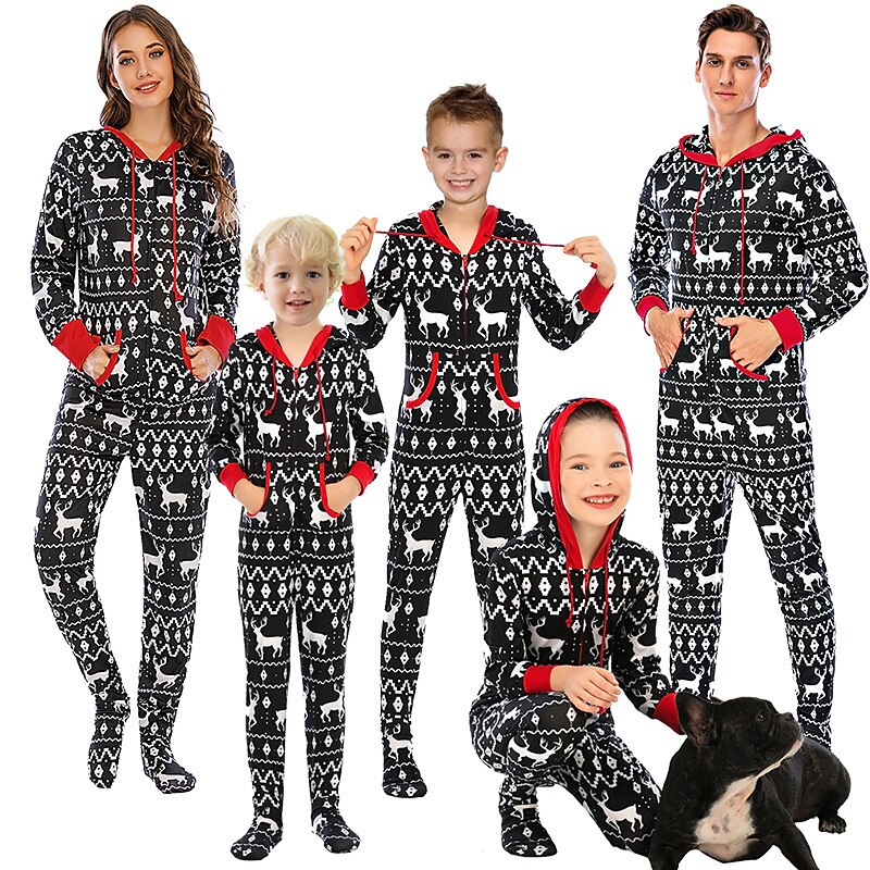Reindeer Family Christmas Pajamas Kigurumi Pajamas Christmas Pajamas Women's Christmas Family Matching Outfits Adults Christmas Carnival Masquerade Christmas Eve Christmas Party Onesie