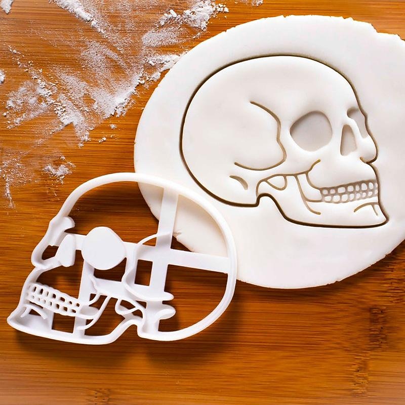 Plastic Skull Biscuit Abrasive White Baking Tool Diy Cartoon Skull BiscuitMold