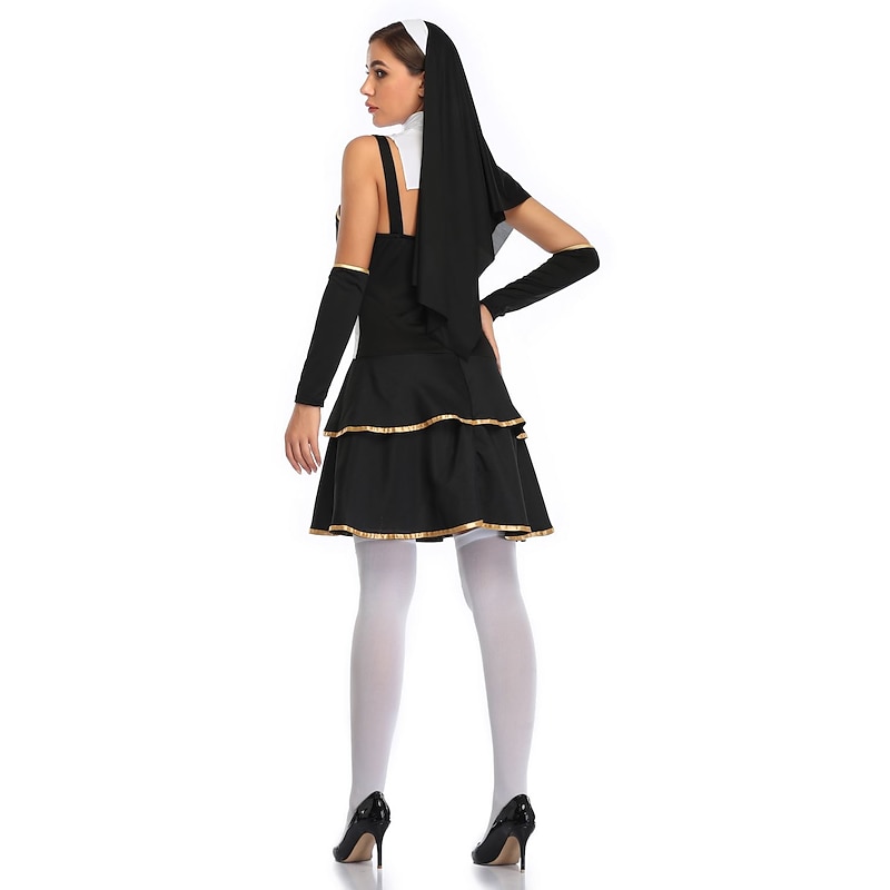 Couples Priest Nun Cosplay Costume Outfits Couples' Costumes Adults' Unisex Cosplay Costume Party Carnival Masquerade Easy Halloween Costumes3