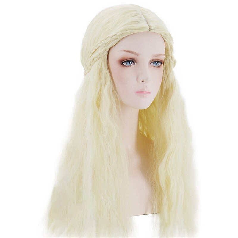 House of the Dragon Daenerys Targaryen  Synthetic Wig Curly Asymmetrical Wig Long Light Blonde Synthetic Hair Women's Cosplay Soft Fashion Blonde Halloween Wigs4