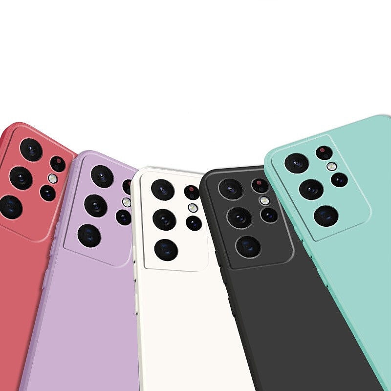 Phone Case For Samsung Galaxy S25 S24 S23 S22 S21 FE S21 Ultra Plus A13 S20 A12 A32 Liquid Silicone Case Slim Anti-Scratch Soft Edges Solid Colored Silica Gel2