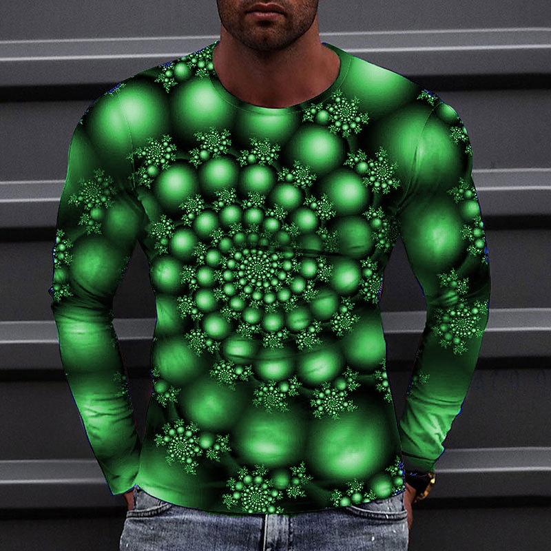 Men's Graphic Circle T Shirt Tee Long Sleeve T shirt 3D Print Round Neck Shirt Fashion Designer Casual Casual Daily Weekend Black Yellow Red Spring &  Fall Cross-Seasons Clothing Apparel Normal S M L3