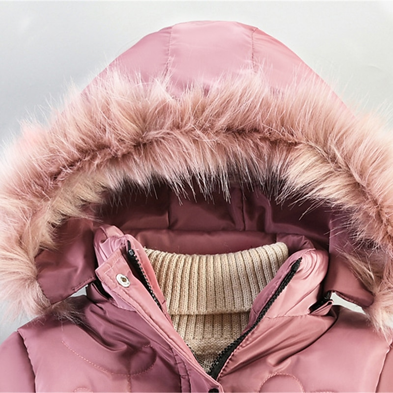 Girls' 3D Kids Puffer Jacket Plain Coat Down Coat Puffer Jacket Long Sleeve Fall Winter Basic Kids 2-8 Years Street Regular Fit4