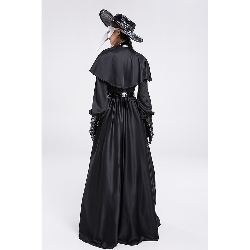 Punk & Gothic Steampunk 17th Century Dress Fancy Costume Plague Doctor Plus Size Rivet Solid Colored Sheath / Column Standing Collar Fancy Dress Women's Halloween Carnival Party Masquerade LARP3