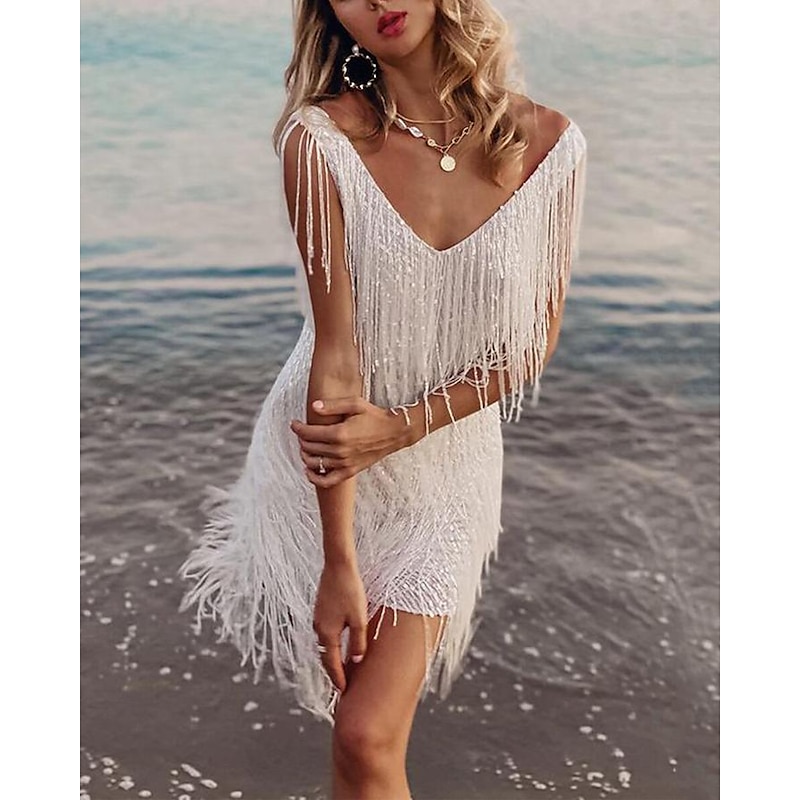 Roaring 20s 1920s Cocktail Dress Knee Length Flapper Dress Dress Masquerade The Great Gatsby Tassel Fringe Sequin Tassel Fancy Dress Women's Christmas Carnival New Year Wedding Party Wedding Guest4