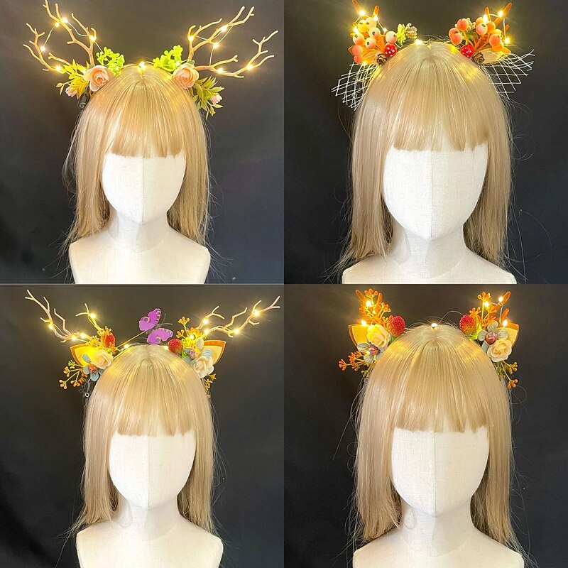 1pcs Festival Antler Headband Net Red Moose Night Market Deer Luminous Headband Festival Jewelry Hairpin Hair Accessories2