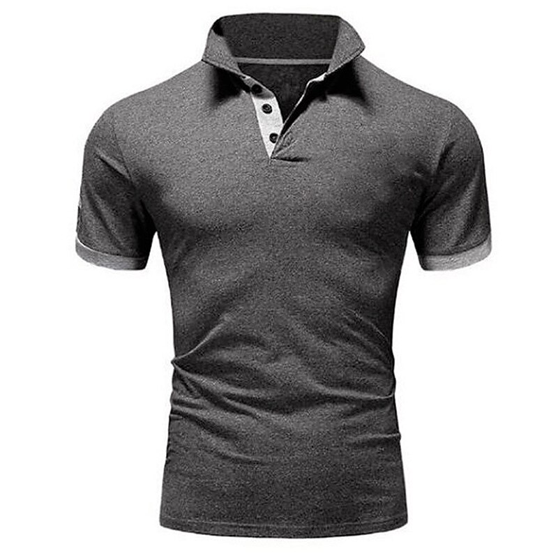 Men's Polo Shirt Golf Shirt Street Casual Polo Collar Classic Short Sleeve Fashion Designer Color Block Patchwork Button Front Spring & Summer Regular Fit Lake blue Black White Yellow Pink Blue Polo3