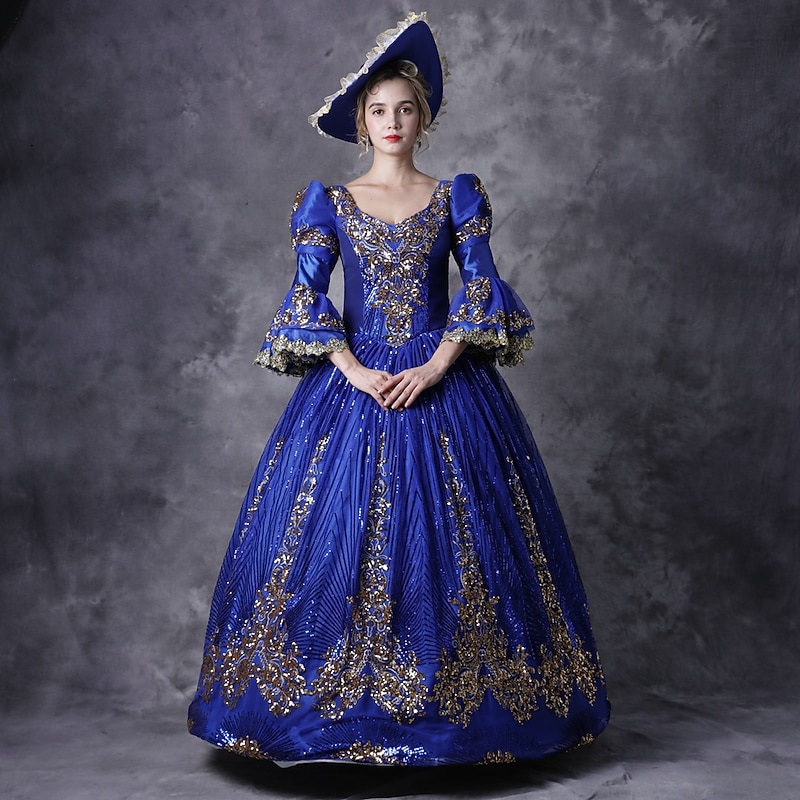 Princess Shakespeare Gothic Victorian Rococo Vintage Medieval Dress Party Women's Cosplay Costume Prom Dress Masquerade 3/4-Length Sleeve Ball Gown