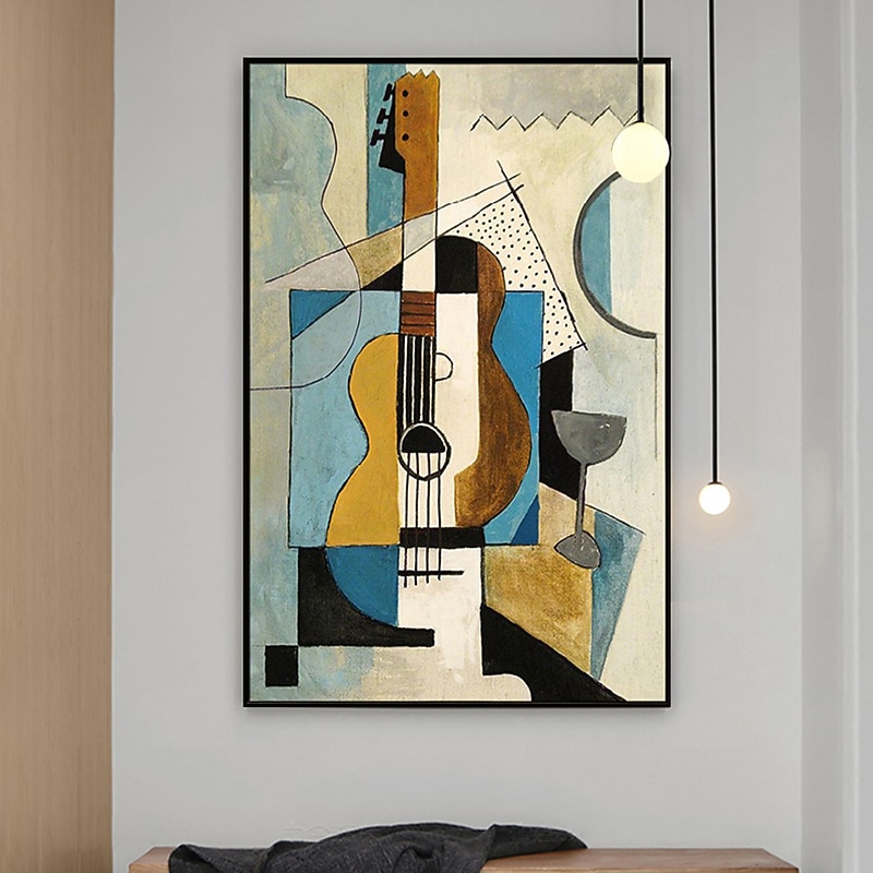 Handmade Oil Painting Canvas Wall Art Decoration Picasso Style Abstract Musical Violin for Home Decor Rolled Frameless Unstretched Painting3