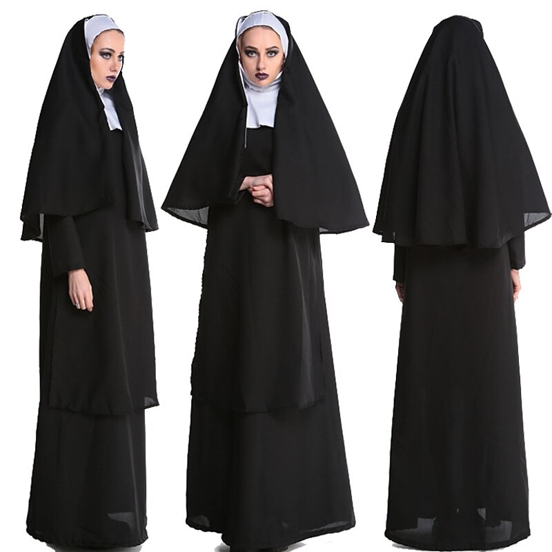 Couples Priest Nun Halloween Group Couples' Costumes Outfits Men's Women's Movie Cosplay Costume Fancy Dress Up for Halloween Party Carnival Performance Stage2