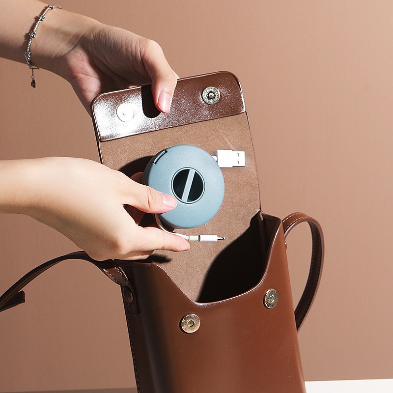 2pcs Round Wire Winder Box Portable Multifunctional Data Cable Storage Case Cable Container USB Charger Holder Wire Management Box3