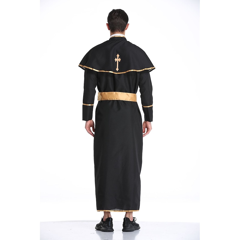 Priest Halloween Cosplay Costume Outfits Fancy Costume Cosplay Cosplay Costume Party Adults' Men's Halloween Carnival Easy Halloween Costumes Dress Up4