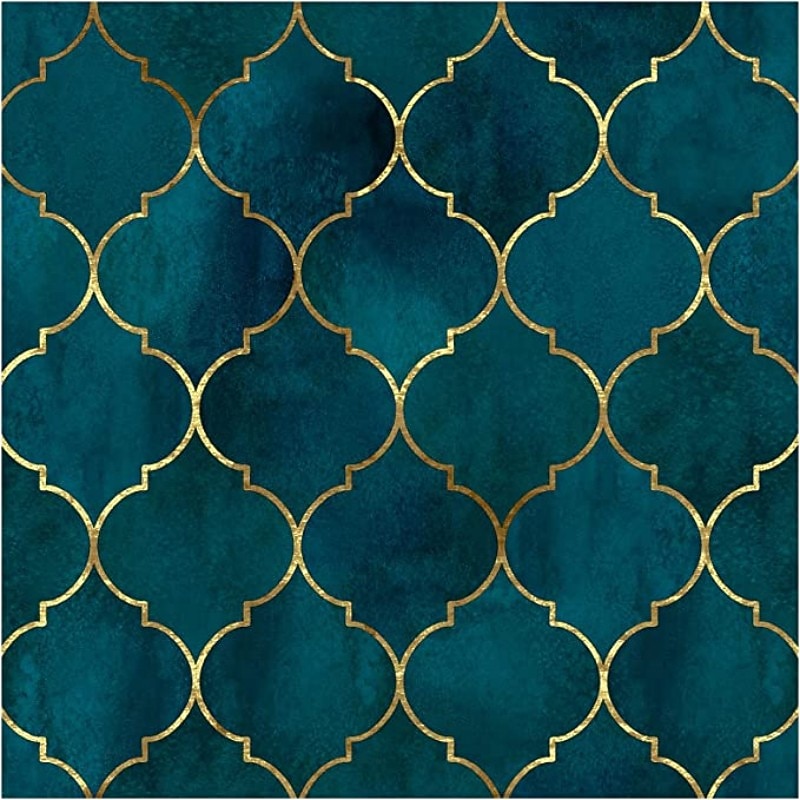 Geometric Wallpaper Emerald/Sapphire Blue/Gold Peel and Stick Wallpaper Removable Pvc/Vinyl Self Adhesive 17.7''x118'' / 45x300cm for Home Bathroom Decorations