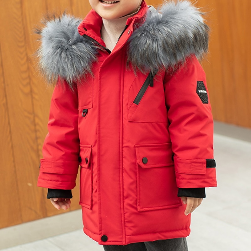 Boys' 3D Plain Down Coat Puffer Jacket Long Sleeve Fall Winter Active Cool Kids 3-10 Years Vacation Daily Regular Fit2