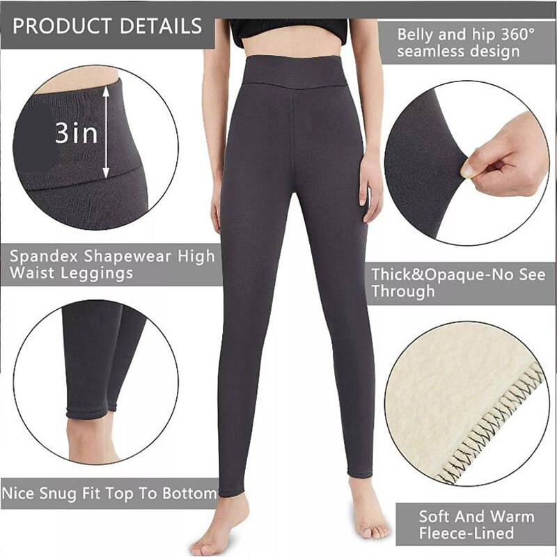 Women's Normal Fleece Pants Tights Leggings Tights Casual / Sporty Athleisure Ankle-Length High Waist Plain Butt Lift Comfort Tummy Control Micro-elastic Yoga Weekend Black Gold Fall & Winter Skinny4