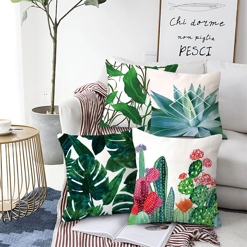 Cushion Cover 1PC Soft Decorative Square Throw Pillow Cover Cushion Case Faux Linen Pillowcase for Sofa Bedroom  Superior Quality Mashine Washable Pack of 1 for Sofa Couch Bed Chair Green3