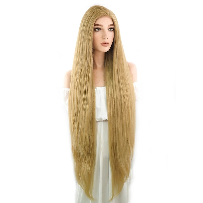 Princess Tangled Rapunzel Long Straight Yaki Blonde Cosplay Party Wigs Halloween Wigs