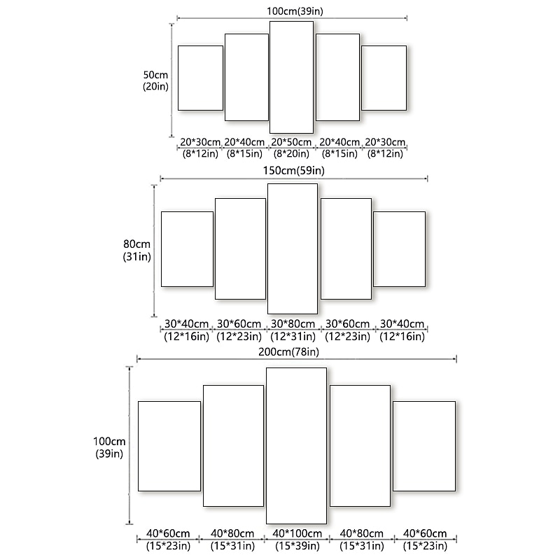 5 Panels Prints Posters Three-color Dandelion Abstract Wall Art Wall Haniging Home Decoration Gift Rolled Canvas Unframed Unstretched2